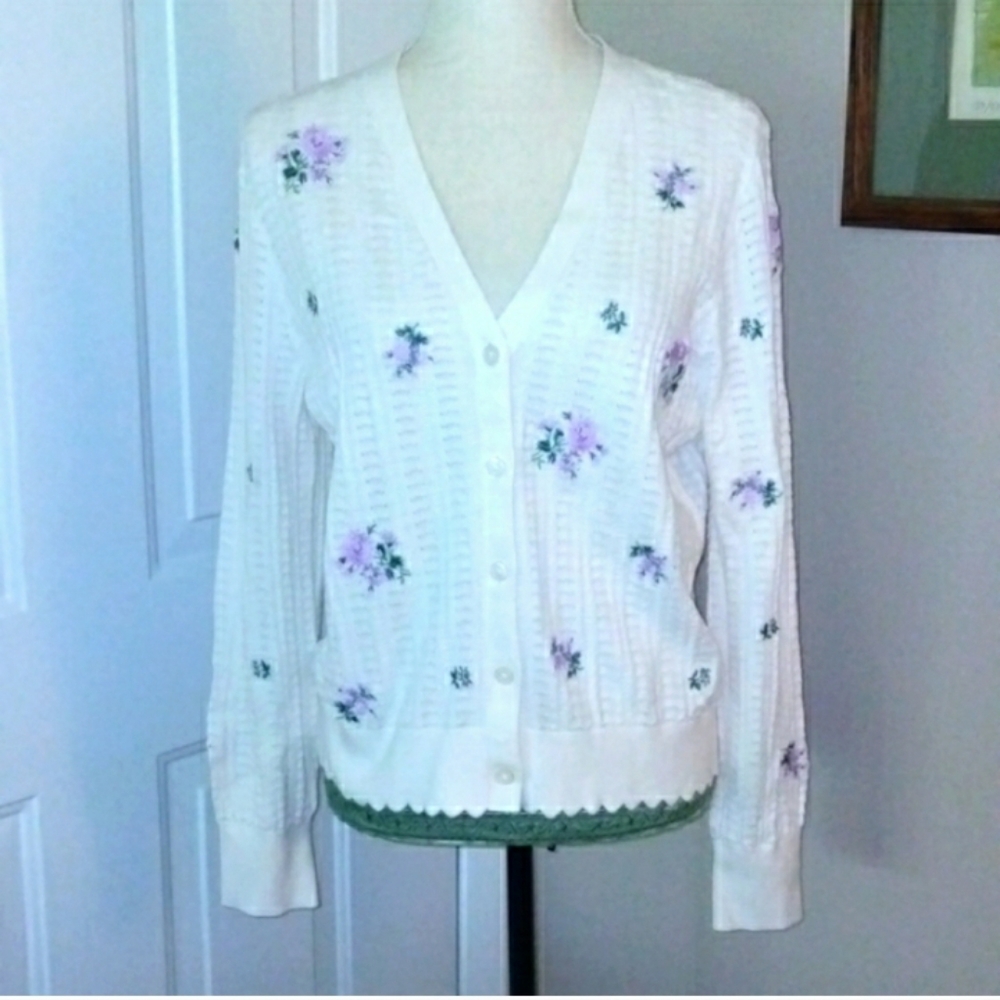 NWT Loft Embroidered Cardigan Size Large